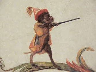 Chantilly, Schloss: Ein Detail der Dekoration in der Grande Singerie, 1737 (Detail)